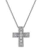 Bloomingdale's Round & Baguette Diamond Cross Pendant Necklace In 14k White Gold, 0.55 Ct. T.w. - 100% Exclusive
