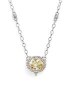 Judith Ripka Sterling Silver La Petite Oval Canary Crystal Pendant Necklace, 17