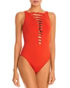 Bleu By Rod Beattie Knotted Strappy One Piece Swimsuit