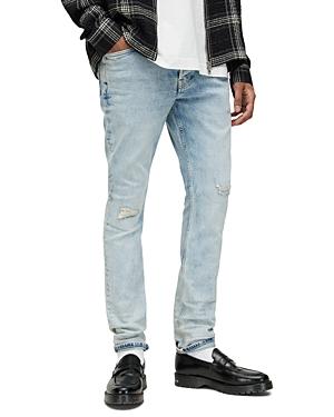 Allsaints Distressed Cigarette Skinny Fit Jeans In Light Indigo