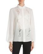 The Kooples Floral Lace-inset Crepe Shirt