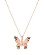 Bloomingdale's Champagne & Brown Diamond Butterfly Pendant Necklace In 14k Rose Gold, 0.3 Ct. T.w. - 100% Exclusive
