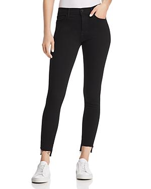 Frame Le Skinny De Jeanne Raw Stagger Mid Rise Cropped Skinny Jeans In Film Noir