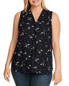 Vince Camuto Plus Whimsical Petals Sleeveless Top