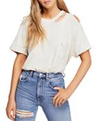 Free People Lucky Distressed Cutout Tee