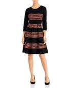 T Tahari Space Dyed Stripes Fit And Flare Dress