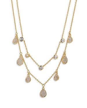 Nadri Coco Cubic Zirconia Charm Convertible Double-row Necklace In Gold Tone, 16-18