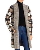 Donna Karan New York Plaid Flyaway Sweater Coat