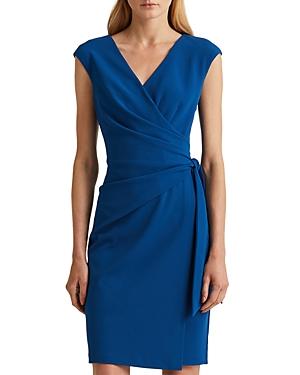 Lauren Ralph Lauren Side Sash Crossover V Neck Cocktail Dress