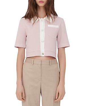 Maje Myshirt Cropped Short Sleeve Cardigan