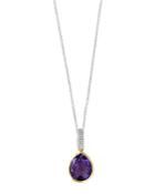 Bloomingdale's Amethyst & Diamond Pendant Necklace In 14k Yellow & White Gold, 18 - 100% Exclusive