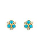 Temple St. Clair 18k Yellow Gold Classic Trio Turquoise & Diamond Stud Earrings