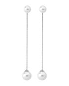 Majorica Simulated Cultured Pearl Long Drop Earrings In Sterling Silver