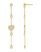 Adinas Jewels Pave Heart Chain Drop Earrings