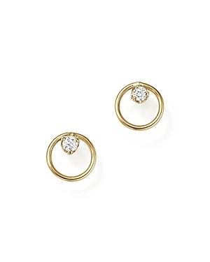 Zoe Chicco 14k Yellow Gold Paris Small Circle Diamond Earrings