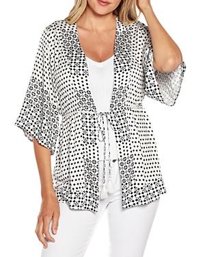 Belldini Geo Print Tie Front Kimono Wrap