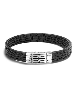 John Hardy Men's Sterling Silver Classic Chain Bracelet With Black Leather