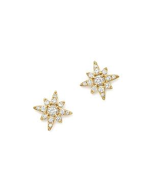 Kc Designs 14k Yellow Gold Small Starburst Diamond Stud Earrings