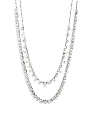 Nadri Tezoro Cubic Zirconia Double Row Convertible Necklace In Silver Tone, 16-18