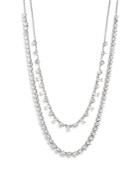 Nadri Tezoro Cubic Zirconia Double Row Convertible Necklace In Silver Tone, 16-18