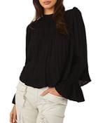 Free People Kelsey Pleated Bell Sleeve Top