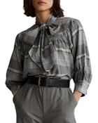 Polo Ralph Lauren Plaid Tie Neck Blouse