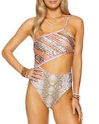 Ramy Brook Cassia Embellished Printed Cutout One Piece Swimsuit