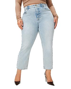 Good American Destructed Straight High Rise Jeans