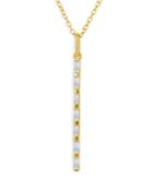 Moon & Meadow 14k Yellow Gold Diamond Baguette Vertical Bar Pendant Necklace, 16-18