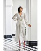 Rococo Sand Belted Fil Coupe Long Wrap Dress