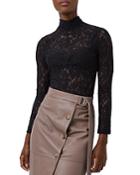 French Connection Lace Jersey High Neck Top