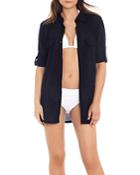 Lauren Ralph Lauren Crushed Cotton Camp Shirt Cover Up