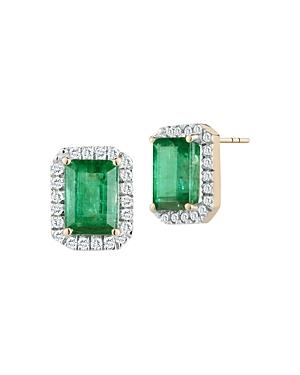 Mateo 14k Yellow Gold Emerald & Diamond Stud Earrings