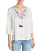 Status By Chenault Embroidered Peasant Top