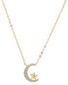 Moon & Meadow 14k Yellow Gold Diamond Moon & Star Pendant Necklace, 16-18