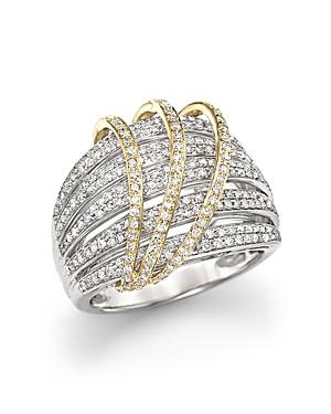 Diamond Multirow Ring In 14k White And Yellow Gold, 1.0 Ct. T.w.