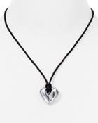 Nancy B Puffed Open Heart Pendant Necklace, 18