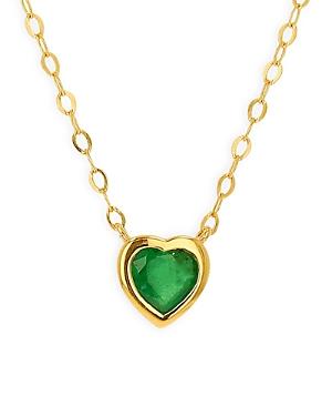 Rachel Reid 14k Yellow Gold Emerald Heart Pendant Necklace, 18