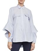 Bcbgmaxazria Mixed-stripe Cutout-sleeve Shirt