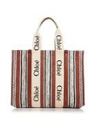 Chloe Woody Large Woven Linen Tote