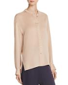 Vince Stretch Silk Pintucked Blouse