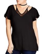 City Chic Lace Inset Top