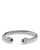 David Yurman Crossover Bracelet With Diamonds And Amethyst In Silver