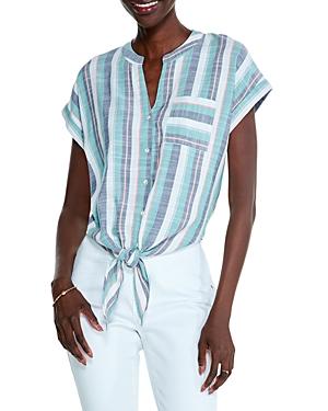 Nic+zoe Striped Tie Front Top