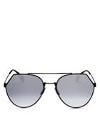 Fendi Women's Eyeline Mirrored Brow Bar Round Sunglasses, 55mm