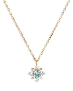 Moon & Meadow 14k Yellow Gold Swiss Blue & White Topaz Flower Pendant Necklace, 16-18 - 100% Exclusive