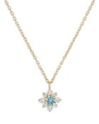 Moon & Meadow 14k Yellow Gold Swiss Blue & White Topaz Flower Pendant Necklace, 16-18 - 100% Exclusive
