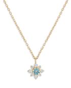 Moon & Meadow 14k Yellow Gold Swiss Blue & White Topaz Flower Pendant Necklace, 16-18 - 100% Exclusive