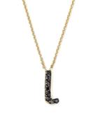Kc Designs Initial Pendant Necklace With Black Diamond Accent In 14k Yellow Gold, 16 - 100% Exclusive