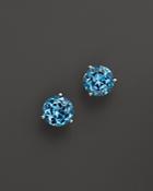 Blue Topaz Round Earrings In 14k White Gold - 100% Exclusive